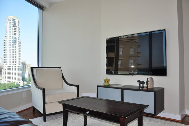 View from the couch in Living Room, to the left is the Mansion - 3338 Peachtree Rd NE