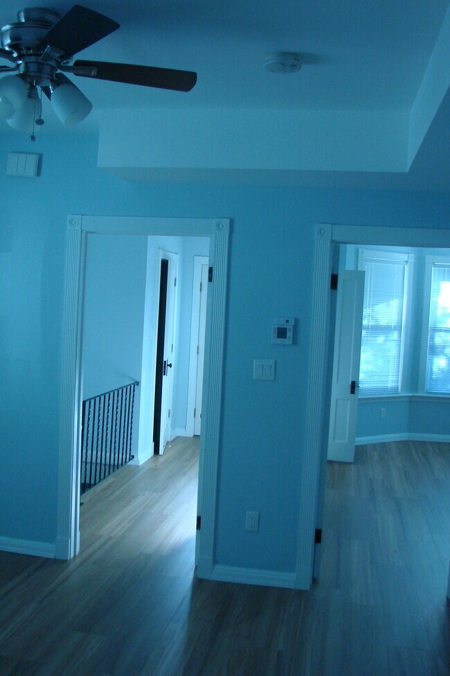 Front hallway stairwell railing and front hallway closet - 713 Orchard St