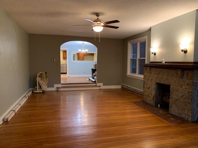 living room with wood fire place - 804 Gaskill Ave