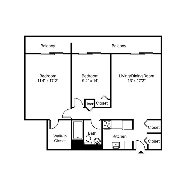 Senior Income-Based 2BR, 1 BA - Bowin Place