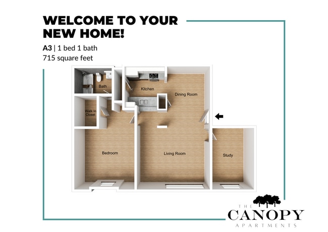 1 bed with study 1 bath - The Canopy