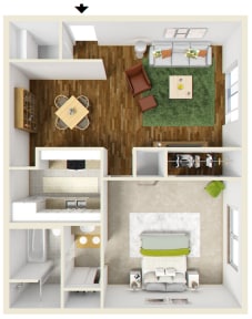 1br/1ba Gardens-714sq - The Meadows Apartments
