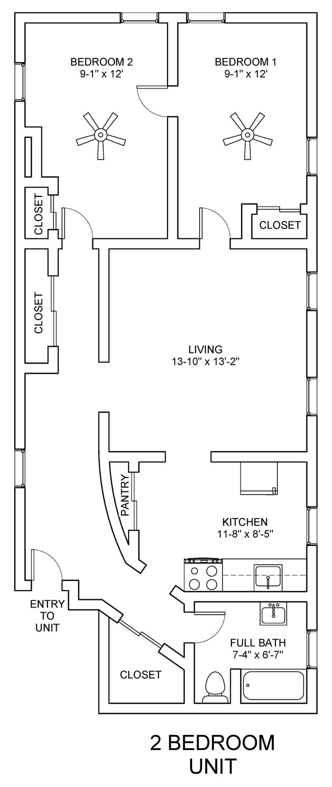 2x1 Floorplan - 2409-2417 W. Clifton Ave