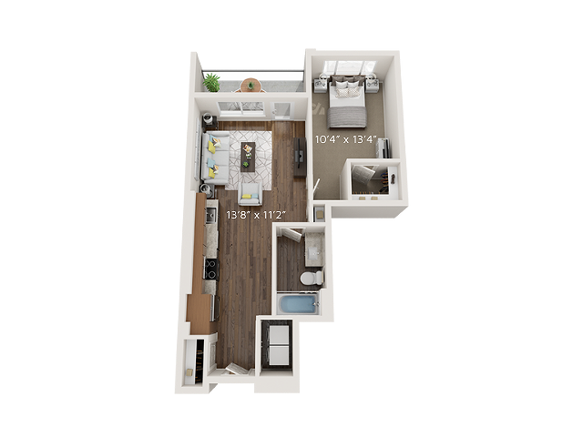 A6 Floor Plan - 3D - Park Avenue Apartments