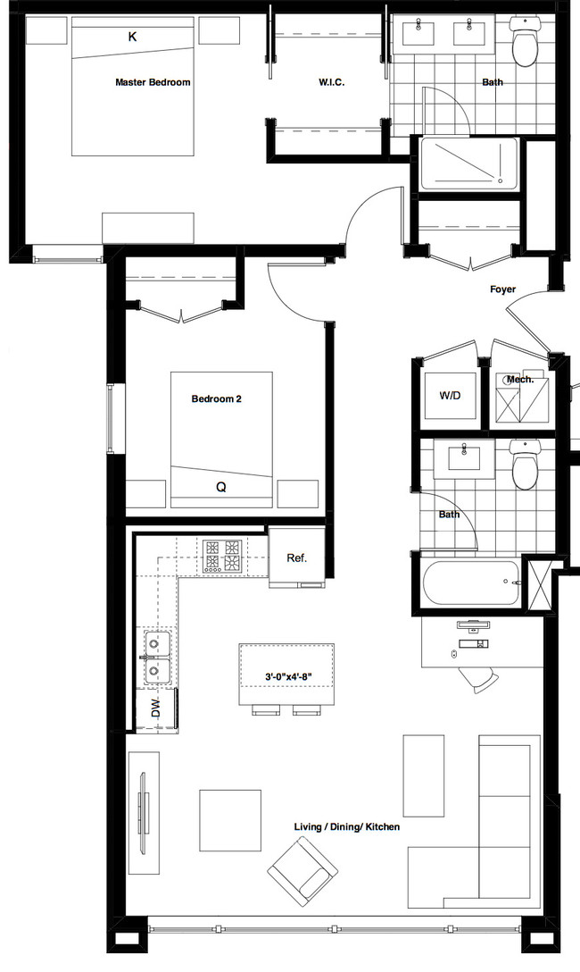 Luxe on Chicago - 5 - 2x2 - 2 Beds - 2 Baths - 1078 Sq. ft. - Luxe on Chicago