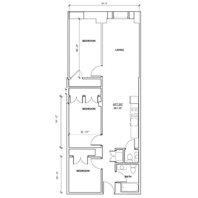 Apartment 207 Layout - Mark Twain Building