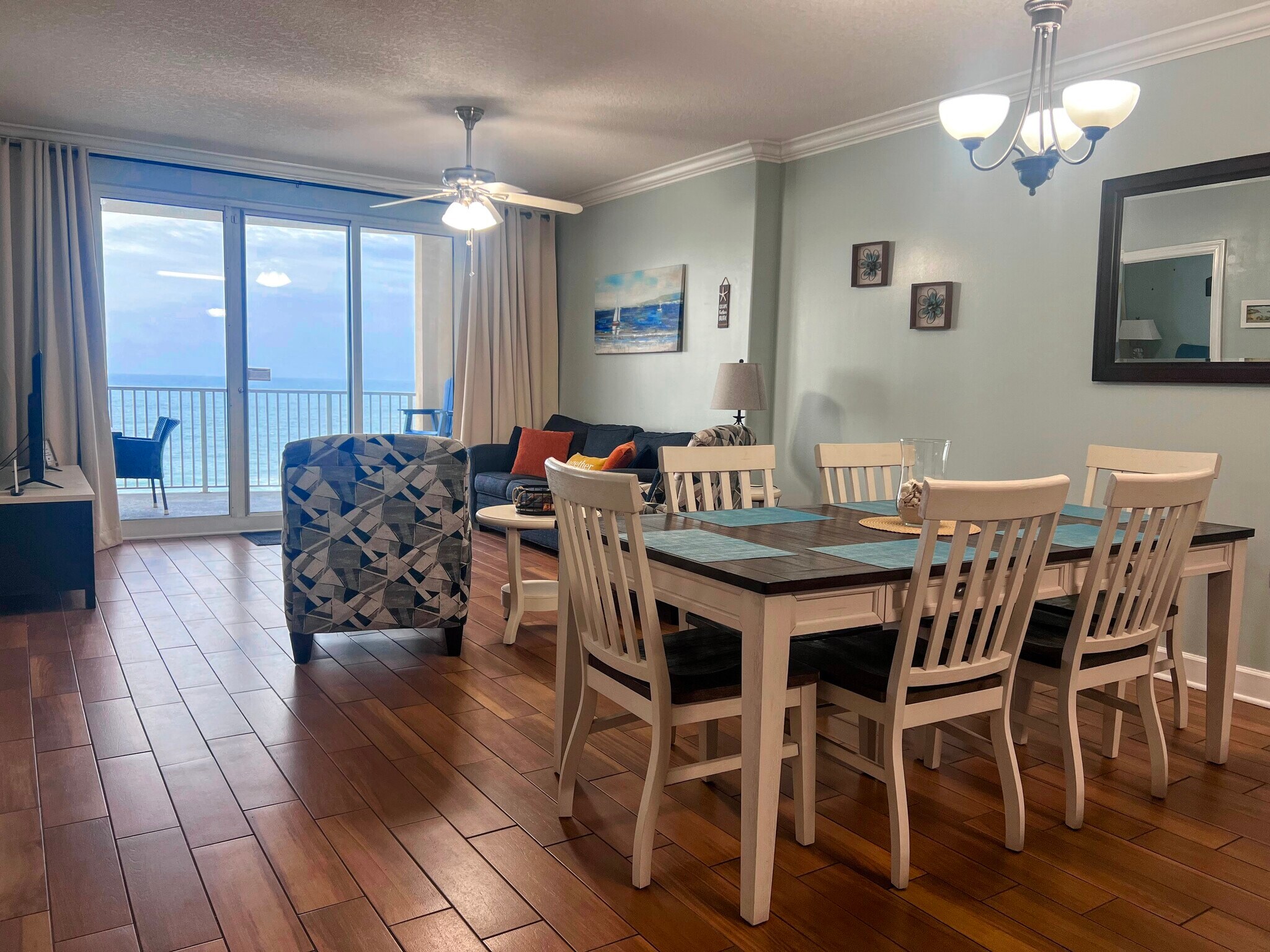 Dining and living area with an amazing ocean view! - 10625 Front Beach Rd