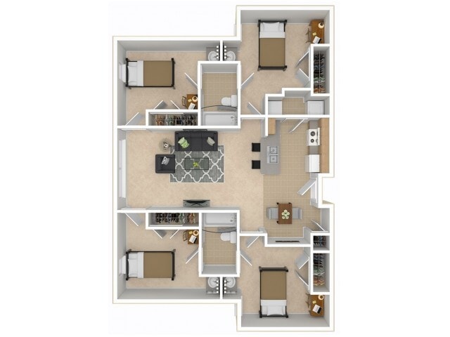 4 Bed, 2 Bath - Element Apartments at Highland
