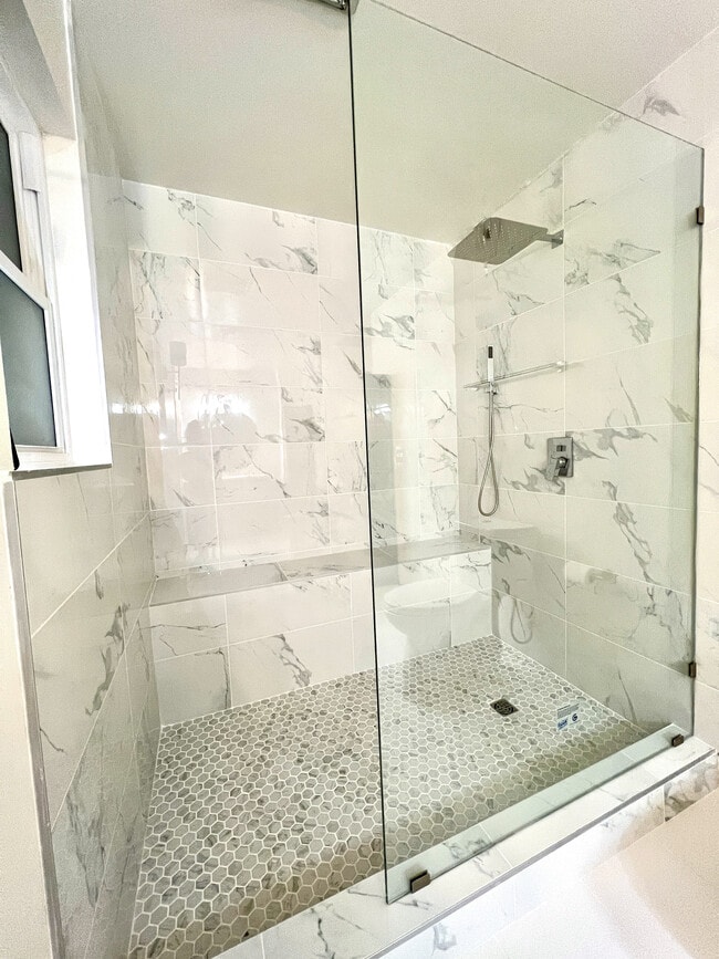 Master Bathroom Walk-in Shower with Full Bench - 3268 S Oneida Way