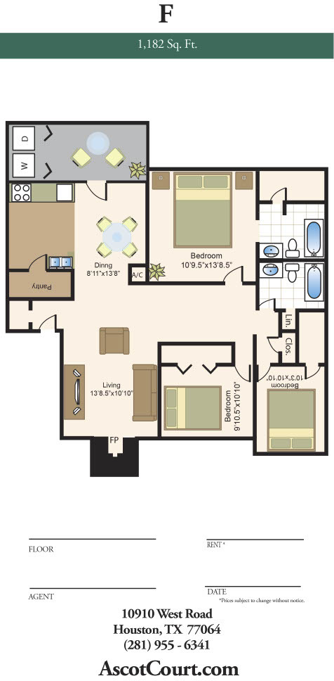 F Floor Plan (3 bed, 2 bath) - Ascot Court