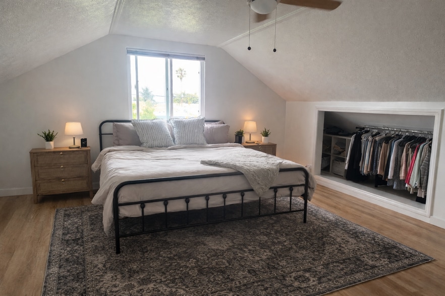 Bedroom with king sized bed - 3616 E 10th St