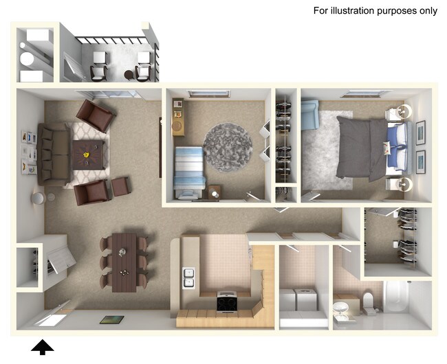 2 Bedroom 1 Bathroom - Thorn-Barry Apartments