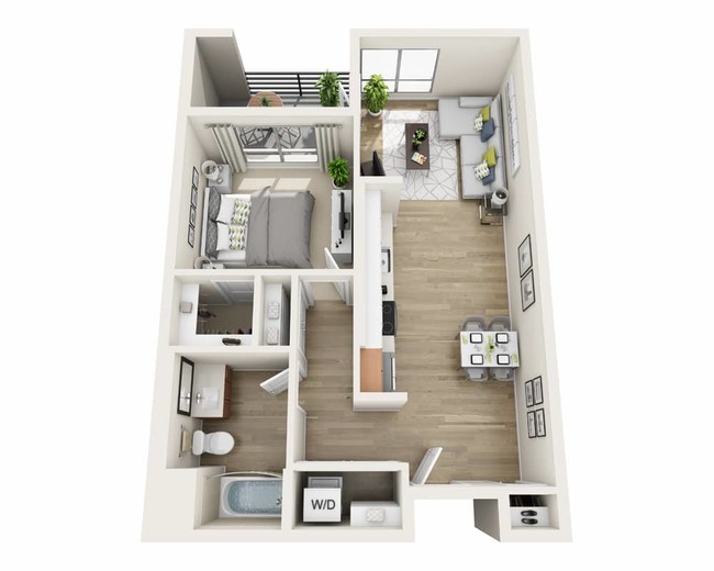 One Bedroom A1A Floor Plan - Katella Grand