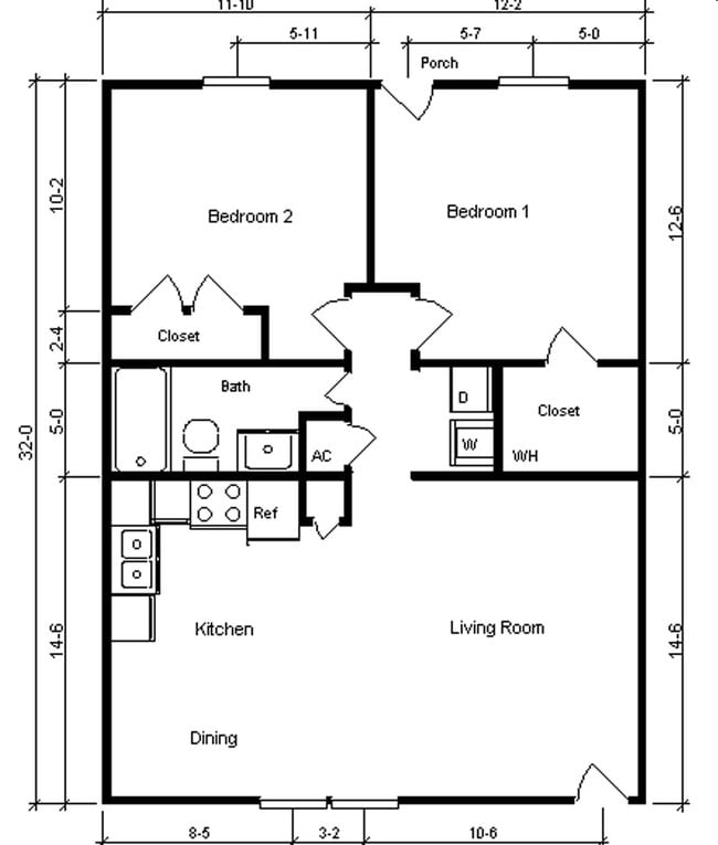 2BR/1BA - English Village Apartments