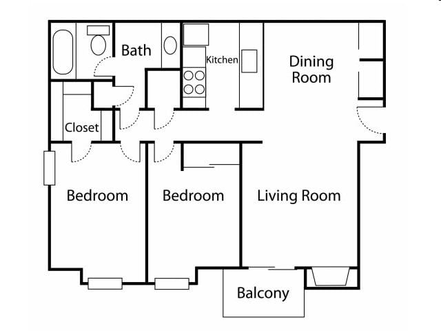 2BR/1BA - The Retreat at Woodridge Apartments