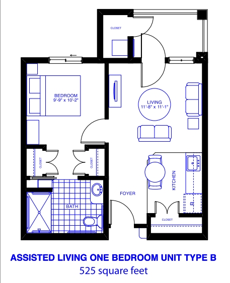 Assisted Living One-Bedroom Unit Type B - Patriots Landing Independent/Assisted Living