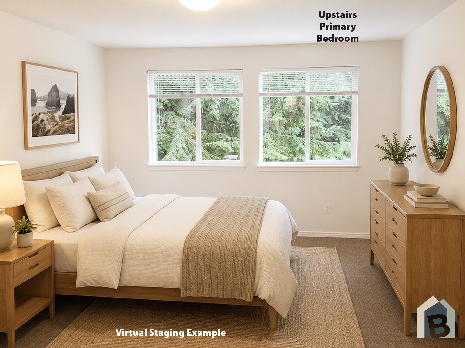 2nd floor large primary bedroom (virtual staging example) - 20981 Port Gamble Rd NE