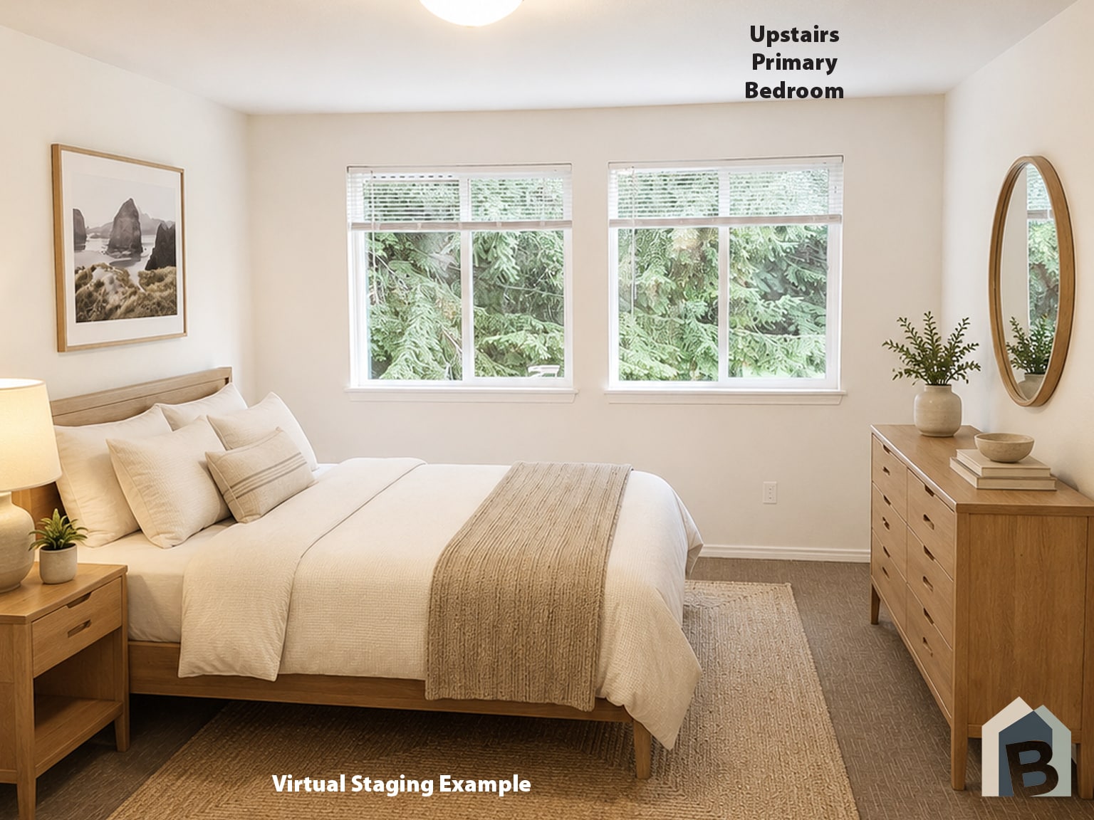 2nd floor large primary bedroom with beautiful view of mature evergreens - 20981 Port Gamble Rd NE