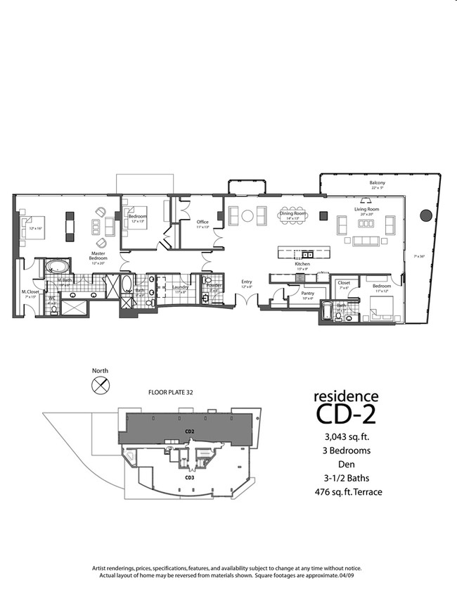 3BR/3.5BA - One Lincoln Park
