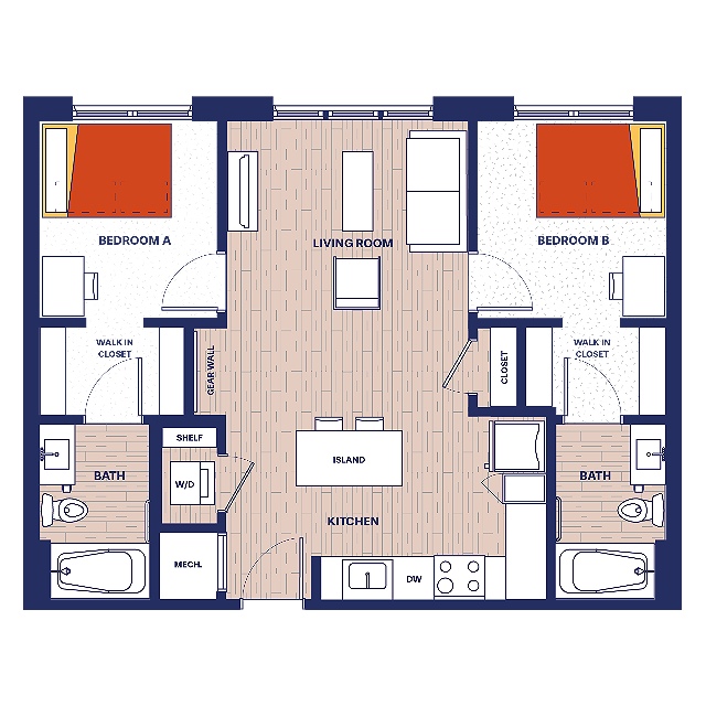 2 BEDROOM, 2 BATH - The York