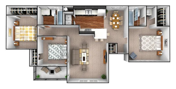 3-Bedroom/2-Bathroom - Triangle Park Apartments