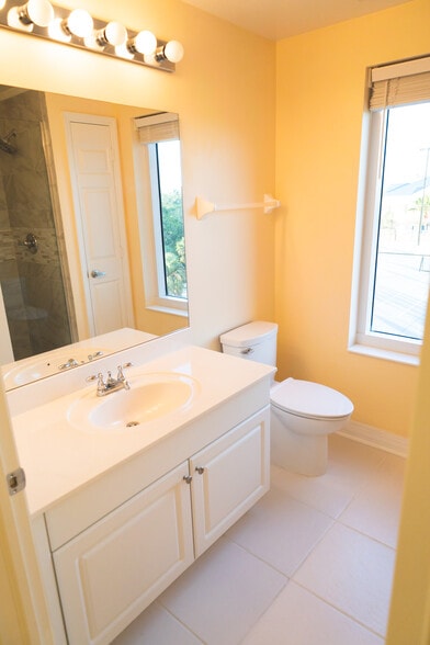 Guest bathroom, with new toilet and tile shower - 2743 1st St
