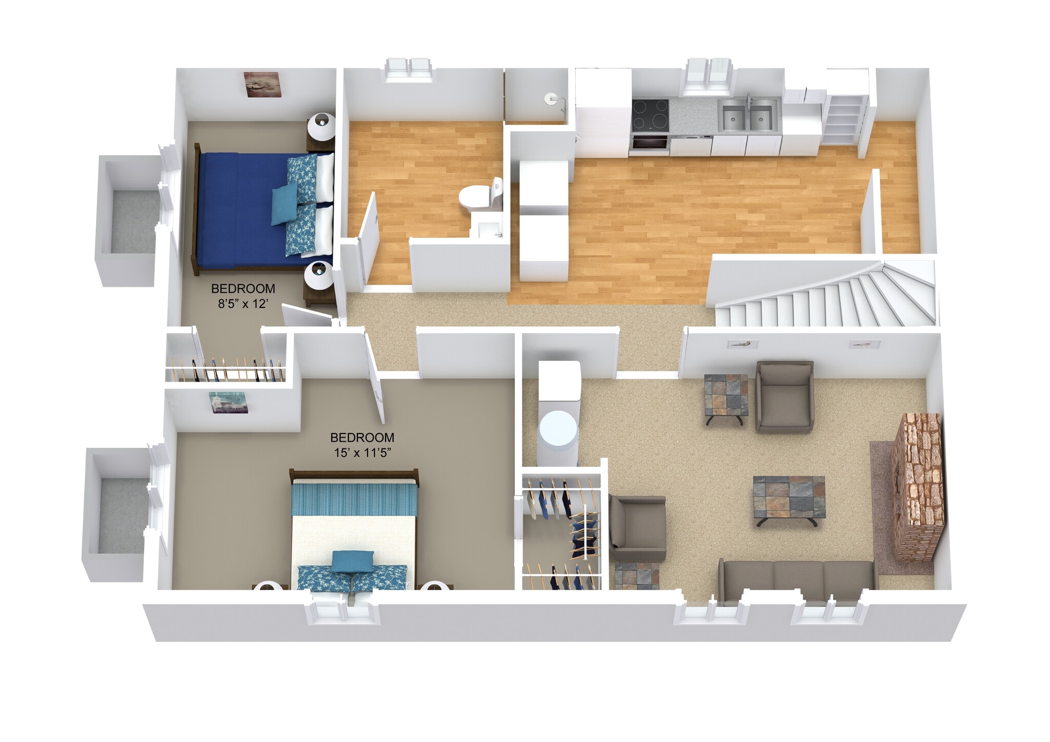 Floor-plan - Downstairs - 1307 Ash Dr