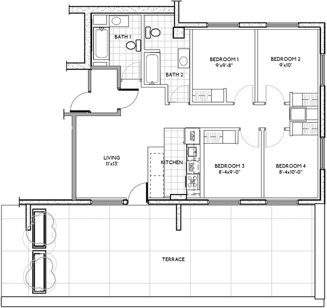 4BR/2BA - Humbucker Apartments