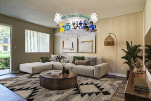 1 BR, 1 BA - Living Room - Orange Terrace Apartments