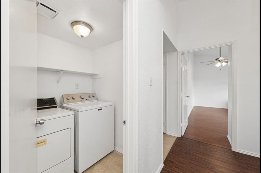 Laundry (washer & dryer included) located in the hallway - 543 Guadalupe Dr