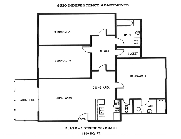 3BR/2BA - 8530 Independence Apartments