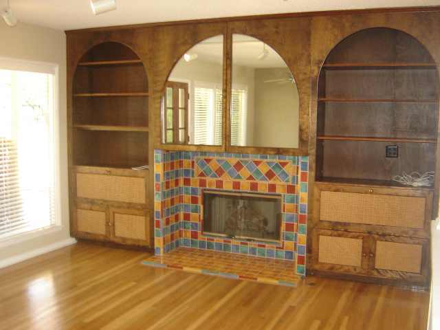 Fireplace and media showcase - 7409 Leescott Ave