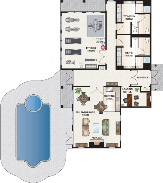Clubhouse Floor Plan - Liberty Park Apartments