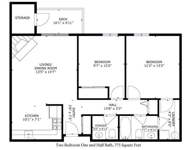 2 Bedroom 1.5 Bath 775 Sq Ft - Bay Ridge Apartments