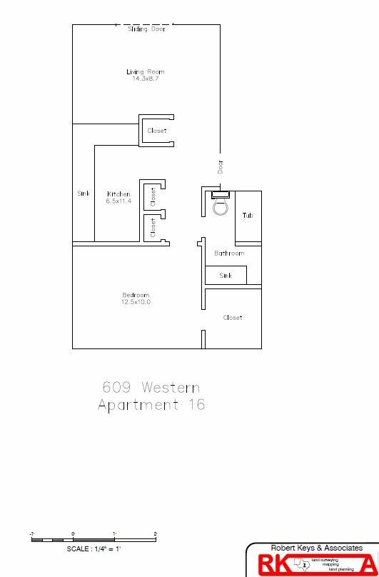 Fairway 1-Bedroom Floor Plan - Bel-Aire/Fairway Apartments