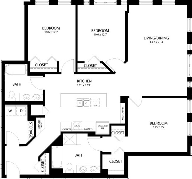 3BR/2BA - Central Station