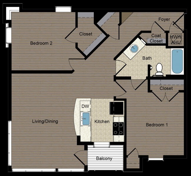 2BR/1BA - Justice Park Apartments
