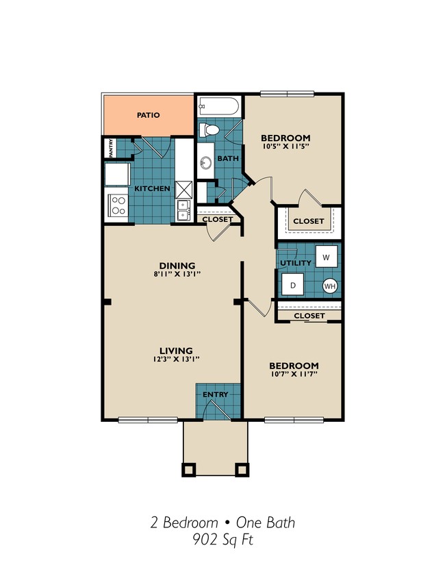 2 bedroom floor plan - Rosemont of Highland Gardens