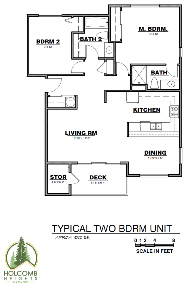 Two Bedroom Floorplan - Holcomb Heights