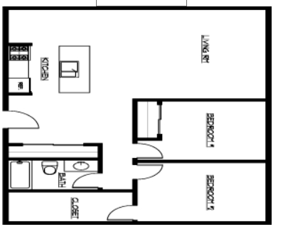 2 Bedroom A - Drake Apartments