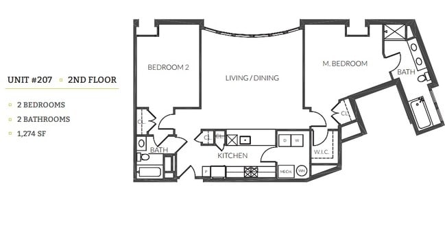 2BR/2BA - 3800 Lofts