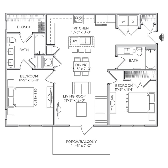 2 Bed 2 Bath C with Garage – 1,038 Sq. Ft. - Aldon at Keys Crossing