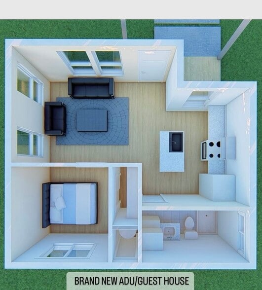 This is the sketch of the customized ADU/Guesthouse - 88 E Rose Lilian Ct