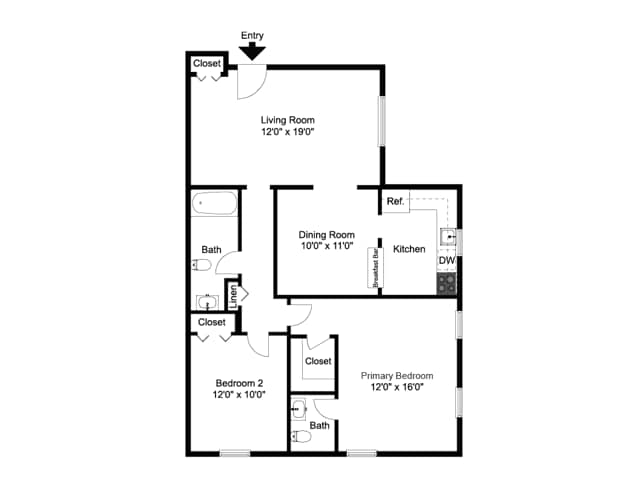 Two Bedroom 1.5 Bathroom - Naamans Village Apartments