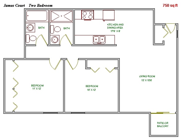2BR/2BA - James Court Apartments