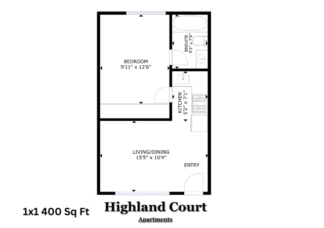 1 Bedroom - 400 Sq Ft - Highland Court Apartments