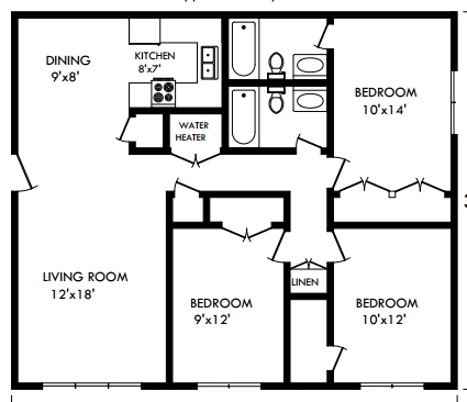 3BR/2BA - Canyon Creek Apartments