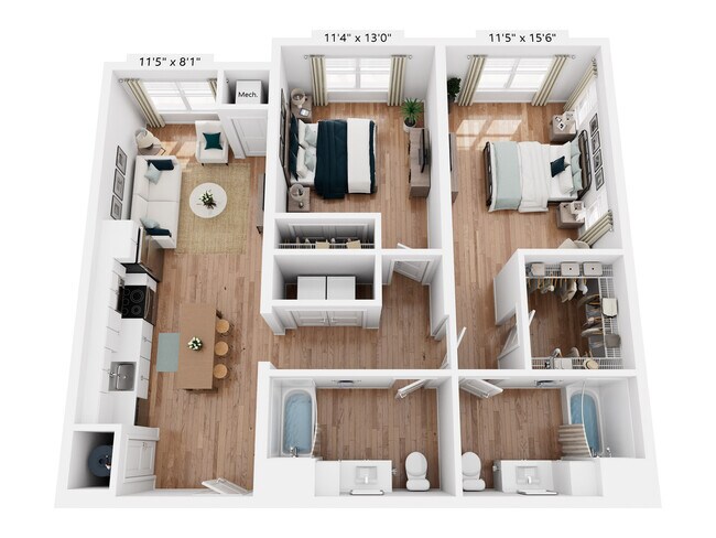 B6 | 2x2 | 1,104 sq ft - The Henry