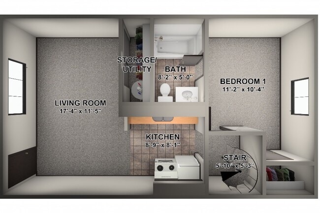 Apartment 2 BR loft downstairs - Kenmore Apartments and Townhomes