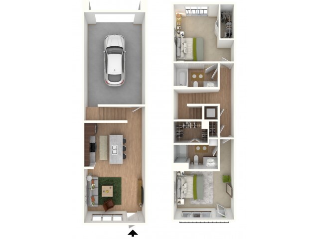 TH2 - floor plan w/furniture display - Northside Apartments